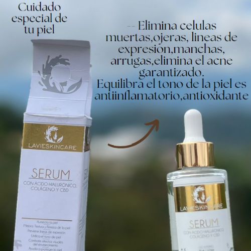 LaVieSkincare® – Sérum Rejuvenecedor con CBD, Colágeno y Ácido Hialurónico