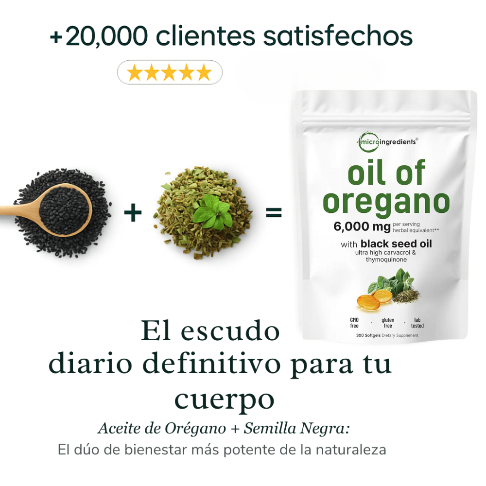 Aceite de Orégano + Semilla Negra: Tu escudo natural de defensa diaria