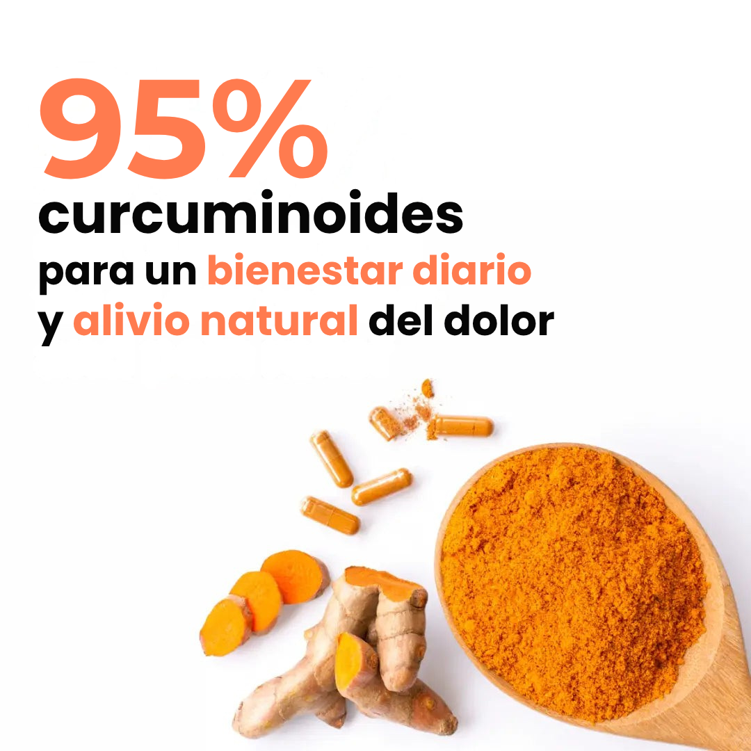 Turmeric Curcuma – Cápsulas de Cúrcuma Bioactiva 95% – Alivio real para tu cuerpo y mente.