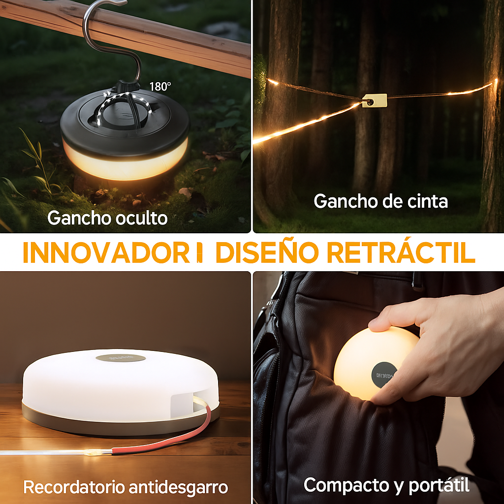 LumiCamp - Lámpara LED Solar | Luz, Power Bank y Magia al Instante