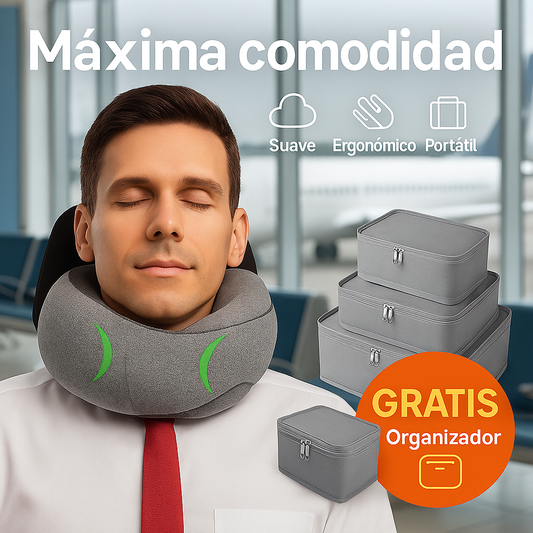 Combo FlyConfort: Almohada Ergonómica + Organizador Viajero GRATIS
