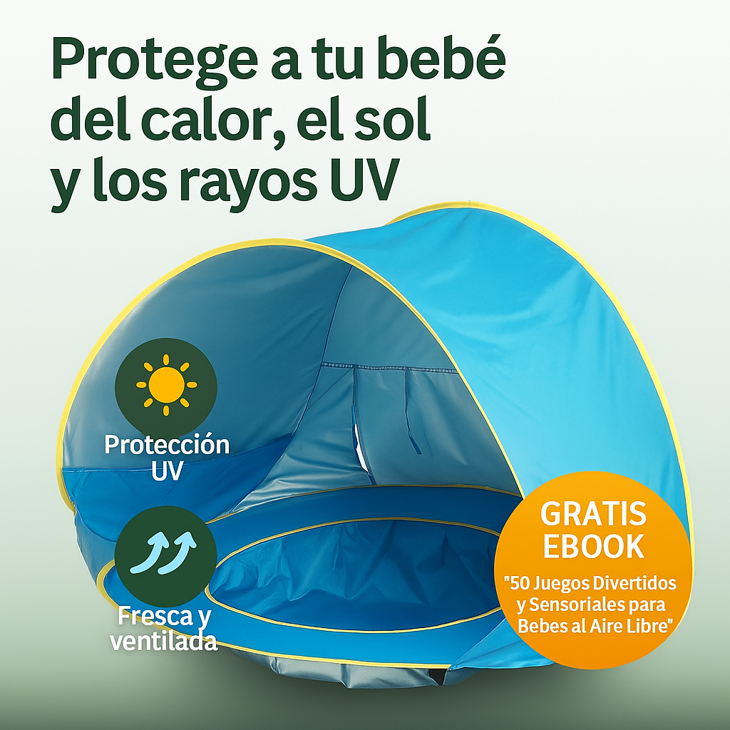 AquaBebé - Carpa Portátil UV – Protección solar y frescura para tu bebé en segundos