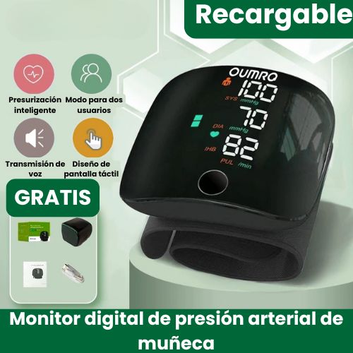 PulseSmart - Tensiometro Recargable De Muñeca Con Voz