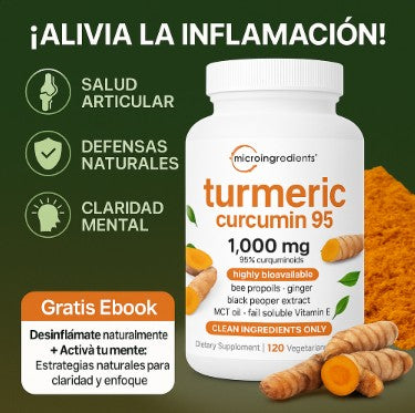 Turmeric Curcuma – Cápsulas de Cúrcuma Bioactiva 95% – Alivio real para tu cuerpo y mente.